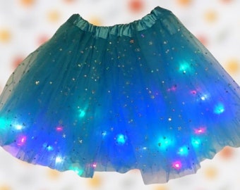 NUOBESTY Girls Women Tutu Skirt Light Up LED Tutu Skirt Tulle Ballet Skirt Dress for Adult Costume Party Dance Violet