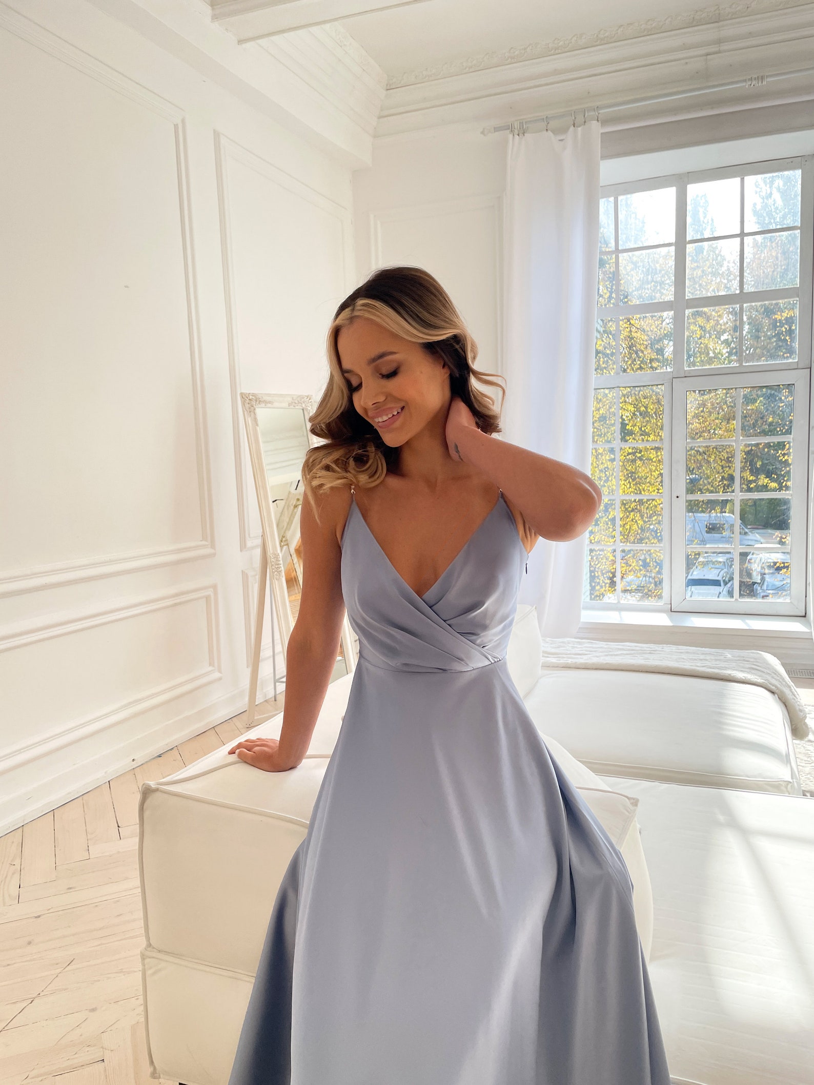 Woman Dress Wedding Guest Dress Satin Dress Midi Dress - Etsy