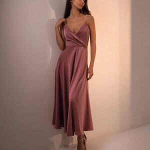 Woman Dress Wedding Guest Dress Satin Dress Midi Dress - Etsy
