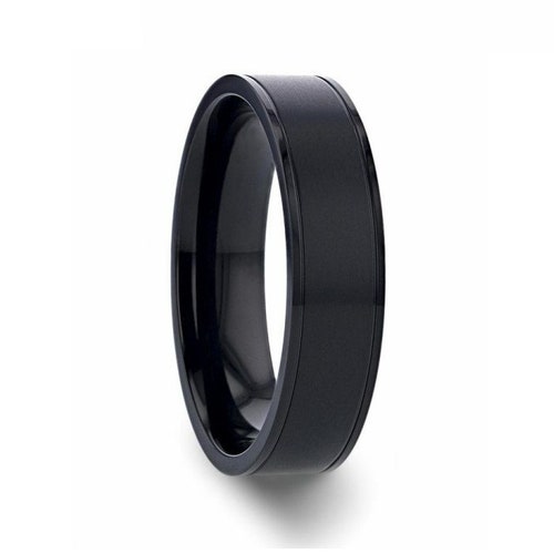 Black Tungsten Spinning Men's Wedding Band With Custom Etsy