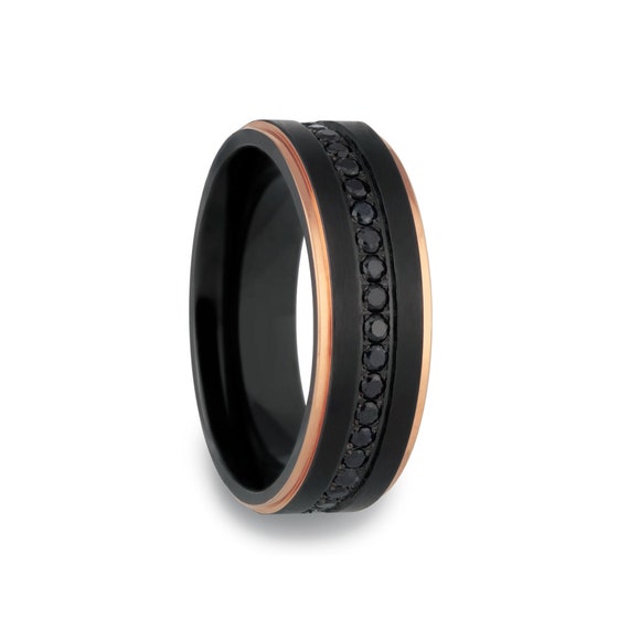 Black sapphire mens wedding band deals