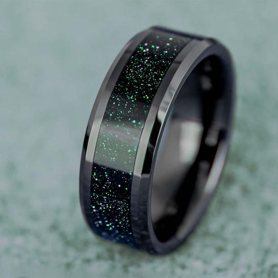 Green goldstone ring sale