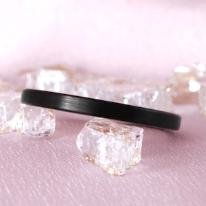 Stackable 2mm Women&#39;s Brushed Black Tungsten Wedding Band with Personalized Engraving