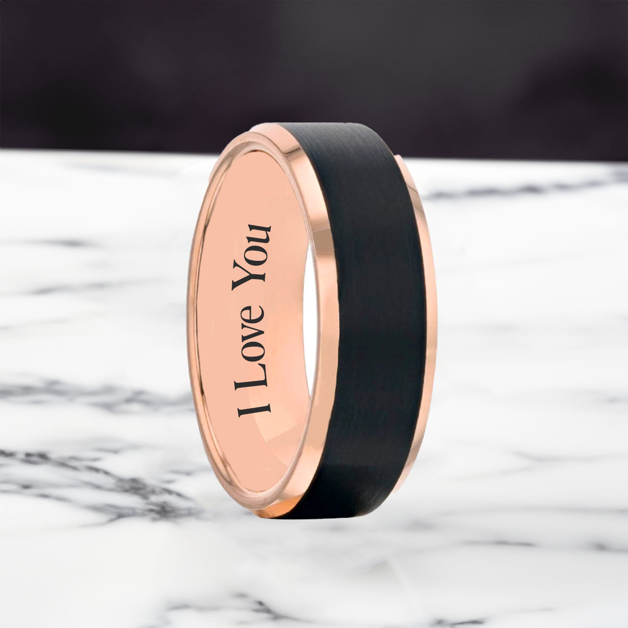 Buy Rose Gold \u0026 Black Tungsten Men's Wedding Band With Personalized  Engraving Online in India - Etsy, image size:2048x2048