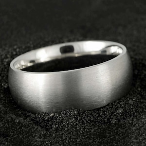 Domed Titanium Men&#39;s Wedding Band with Personalized Engraving