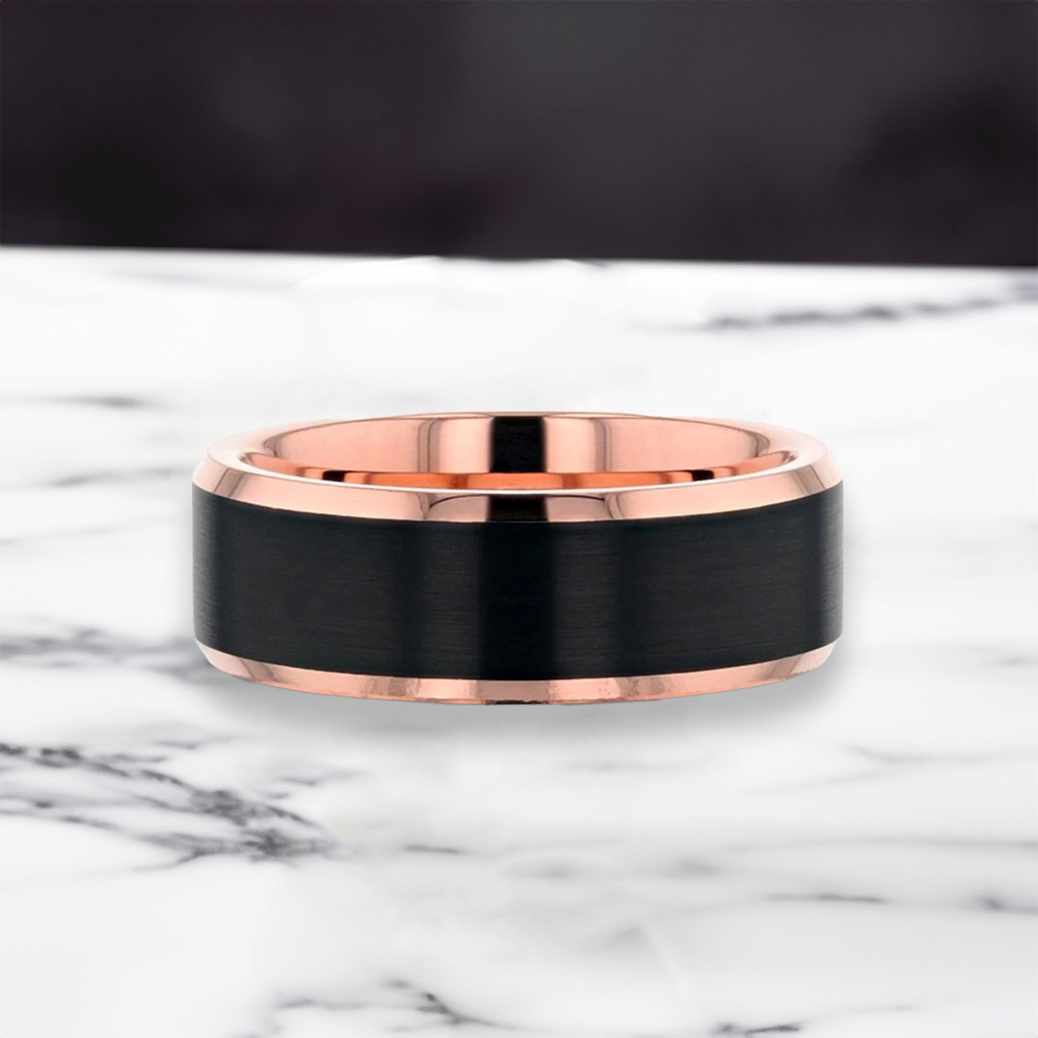 Buy Rose Gold \u0026 Black Tungsten Men's Wedding Band With Personalized  Engraving Online in India - Etsy, image size:2048x2048