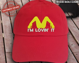 I'm Lovin' It Cap - Eat at the Y Cap - McD Legs Baseball Cap - Raunchy Ron brodé Dad Cap - MATURE