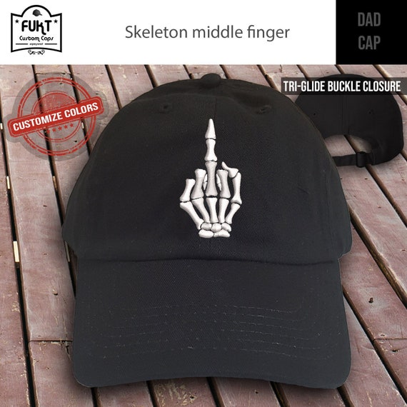 Skeleton Middle Finger Hat Funny Cap 