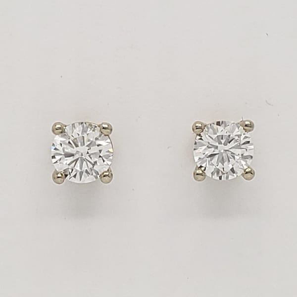 1 Carat Round Genuine Lab Created Diamond Stud Earrings Screwbacks .50 Ct each Wedding Engagement VS2-SI1 Basket Setting 1ct Round D57