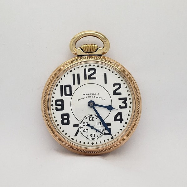 Waltham 23 Jewel 16s Vanguard Railroad Grade Pocket Watch Gentlemen's Gold Filled Formal Watch 1945