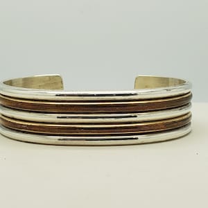 Vintage Southwestern Navajo Mike Daniel Sterling & 1/20 12K G.F. Cuff Bracelet Native America Silver Old Pawn Gift for Wife Her Old Pawn