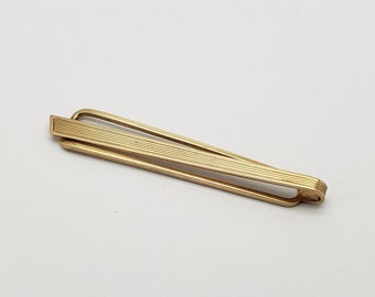Estate Mid Century Modern Men's 14K Sold Gold Tie Bar Clip Tie Jewelry 1950's 1960's D70