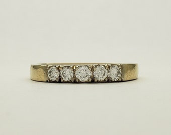 Estate Mid Century 14K Gold .5ct Diamond Wedding Engagement Ring Band Cluster Cocktail Dinner Ring Solid Yellow Gold