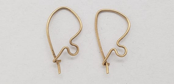 14K Yellow Solid Gold Dangle Drop Earring Wires R… - image 2