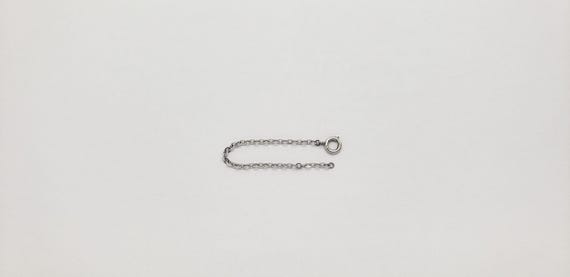 14K Solid White Gold Spring Ring Clasp Safety Cha… - image 2