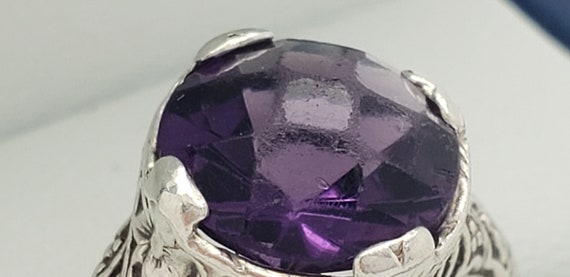 Estate Antique Art Deco Sterling Silver Amethyst … - image 4