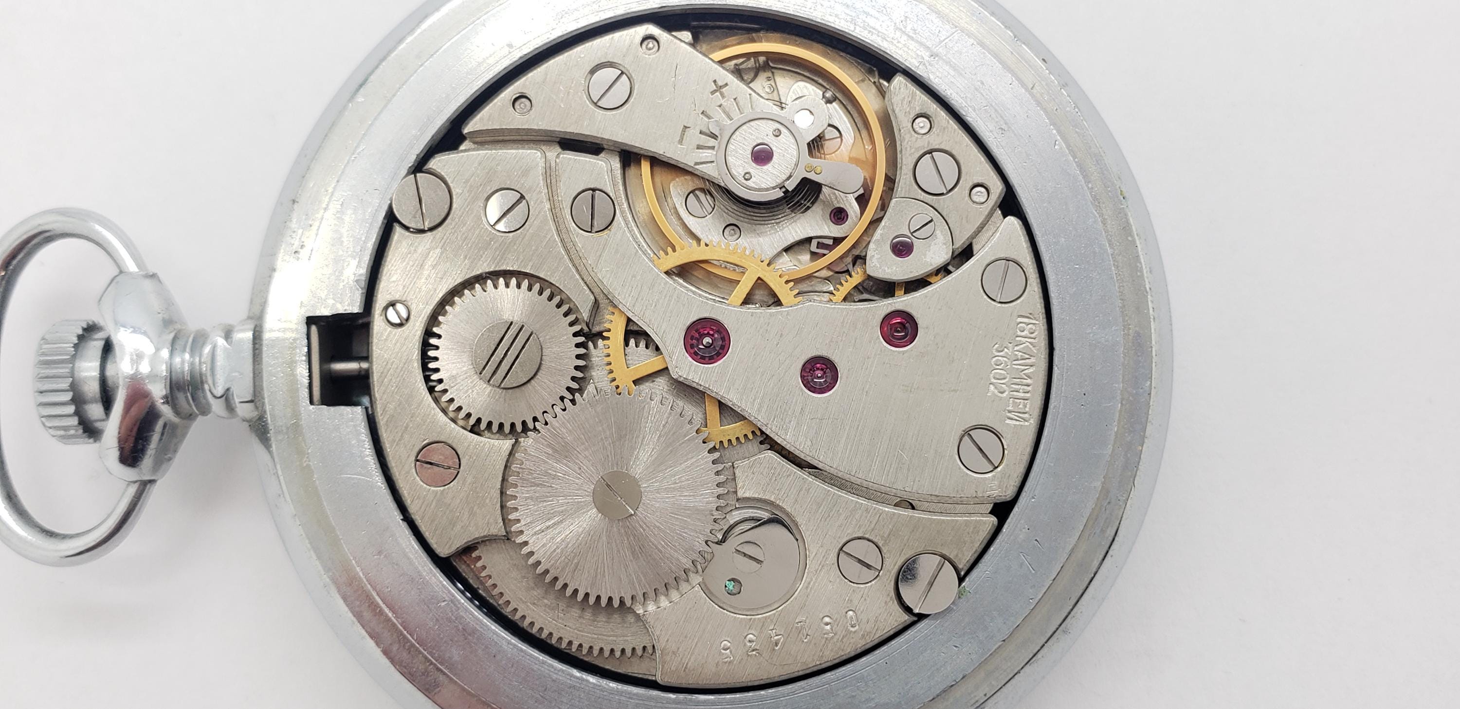 Orologio da tasca vintage Molnija 1980 Soviet Russia Olimpiadi estive Boxe  18 Jewel Cal 3602 Hunter Case URSS Pugile russo Meccanico a carica