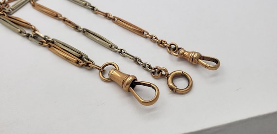 Antique Art Deco 14K 2 Color Solid Gold Prince Albert Pocket Watch Chain Victorian Edwardian White Yellow C7 Etsy Australia