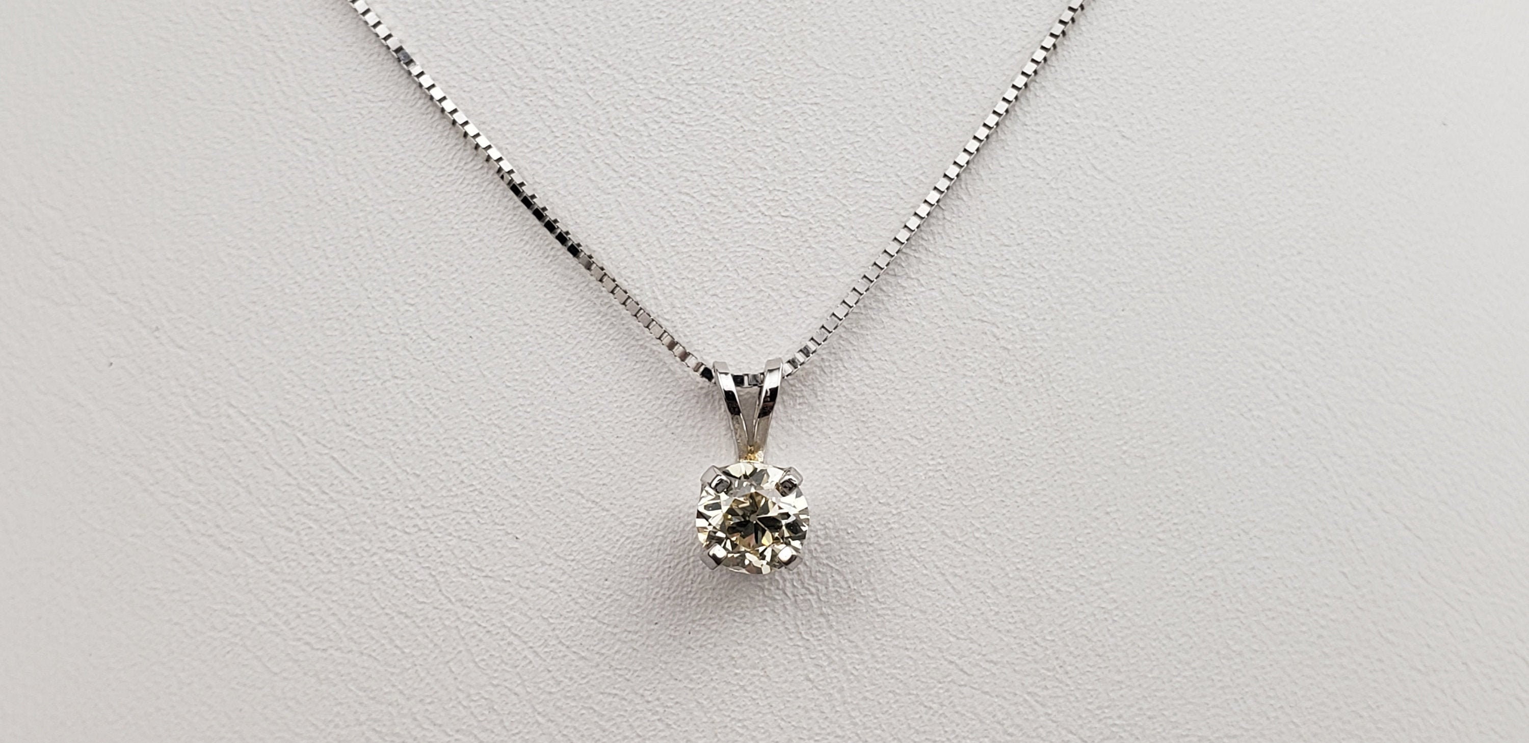 1 Carat Diamond 14K White Gold Necklace Pendant Etsy