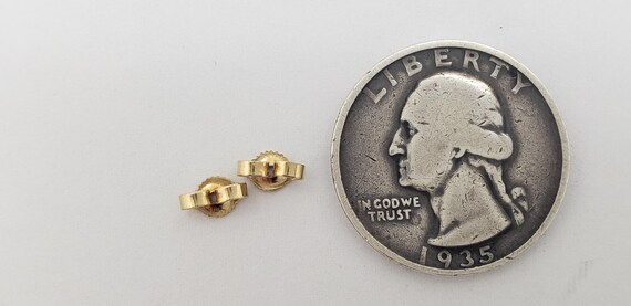 14K Yellow Solid Gold Stud Earrings Push Backs Pu… - image 4