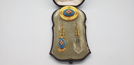 Victorian Etruscan 14K Gold, Diamond, Enamel & Co… - image 8