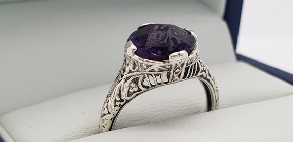 Estate Antique Art Deco Sterling Silver Amethyst … - image 5