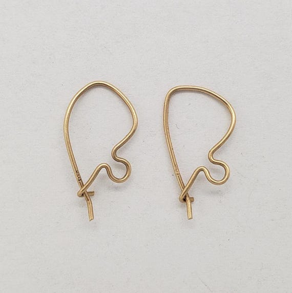 14K Yellow Solid Gold Dangle Drop Earring Wires R… - image 1