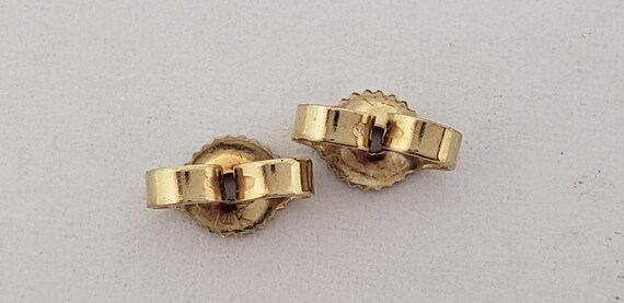 14K Yellow Solid Gold Stud Earrings Push Backs Pu… - image 5