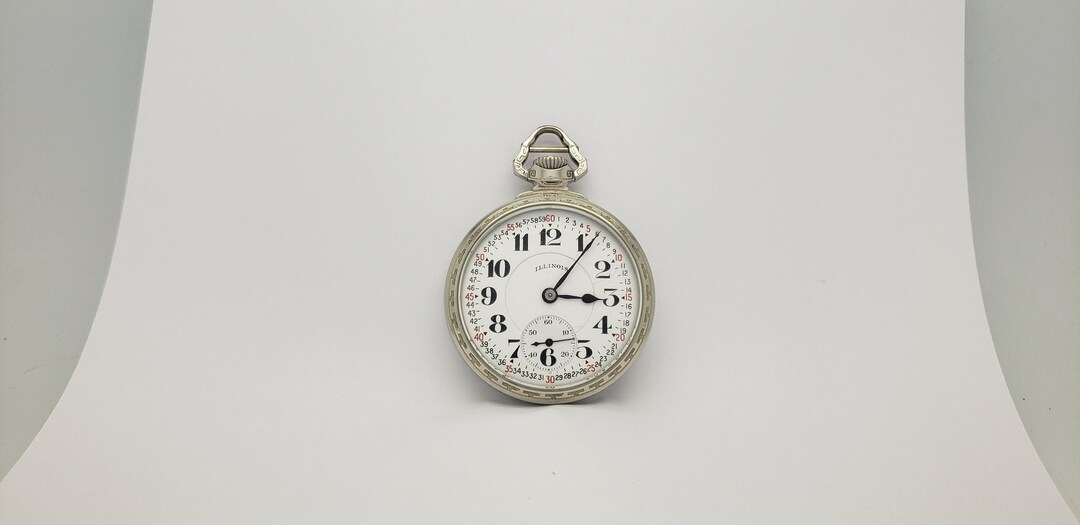 Montre De Poche Vintage Illinois 'Hard 2 Find Bunn' - 16S 19 Rubis, 60h Réserve, Fonctionne