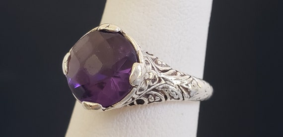 Estate Antique Art Deco Sterling Silver Amethyst … - image 3