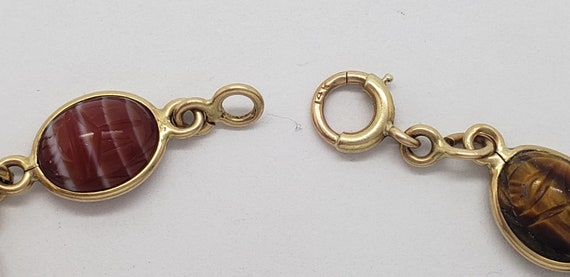 Estate 14K Solid Gold Gemstone Scarab Bracelet Ge… - image 7