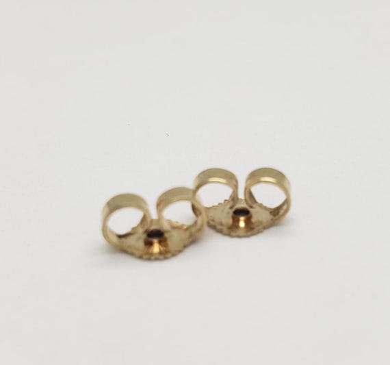 14K Yellow Solid Gold Stud Earrings Push Backs Pu… - image 1