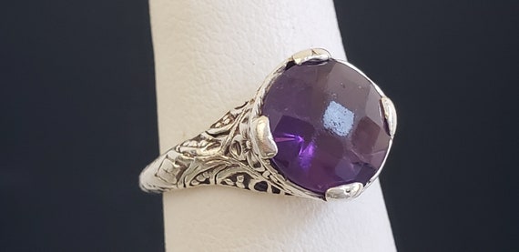 Estate Antique Art Deco Sterling Silver Amethyst … - image 2