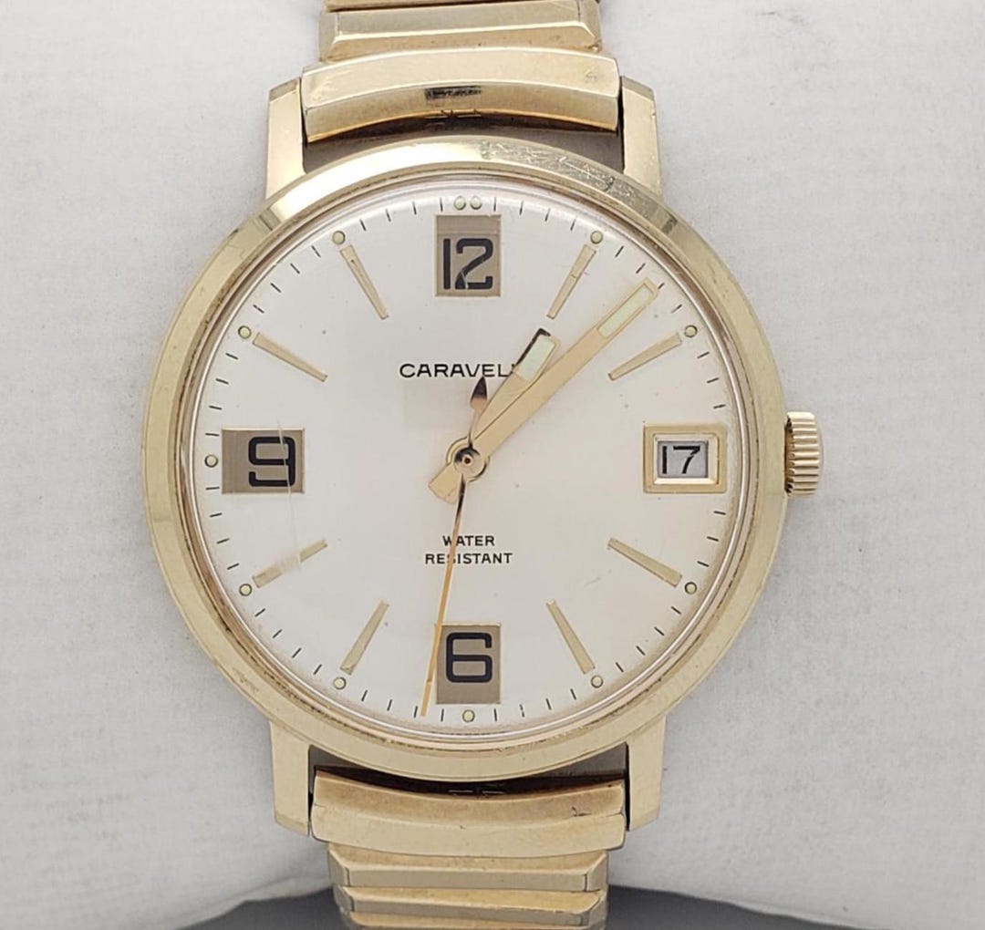 Men's 1973 Caravelle by Bulova Manual Wind Wristwatch W/date Mid