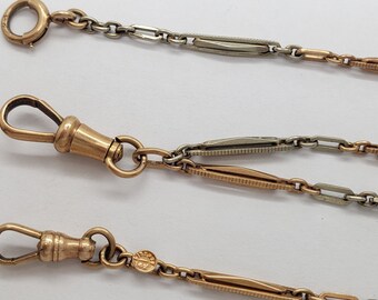 Antique Art Deco 14K 2 Color Solid Gold Prince Albert Pocket Antique Art Deco 14K 2 Color Solid Gold Prince Albert Pocket