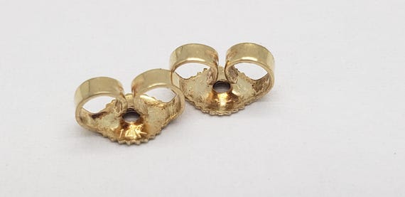 14K Yellow Solid Gold Stud Earrings Push Backs Pu… - image 2