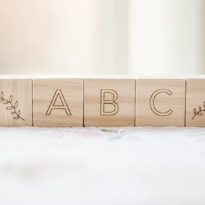 Wooden Alphabet Letters Blocks , Baby Shower Gift, Wood Blocks, Nursery Decor, Natural Baby Toys Wood Toys, Storage Bag abc, learning toys image 3