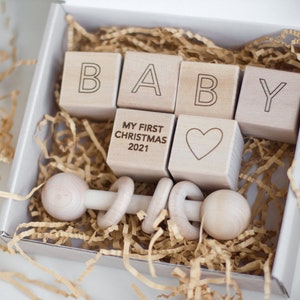 Baby's First Christmas wooden block image 5