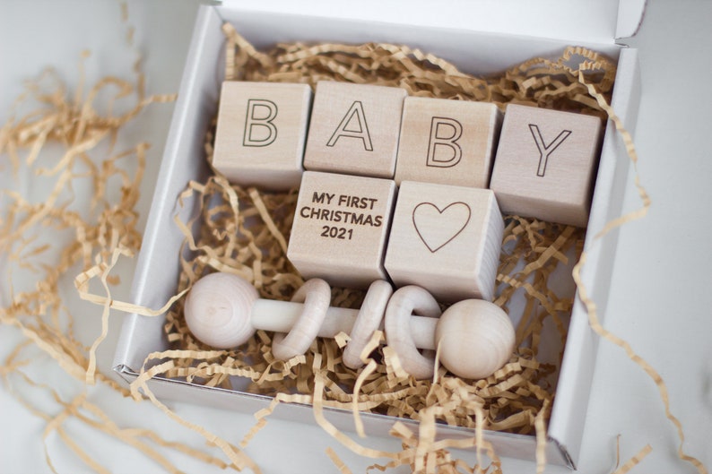 Baby's First Christmas wooden block image 5