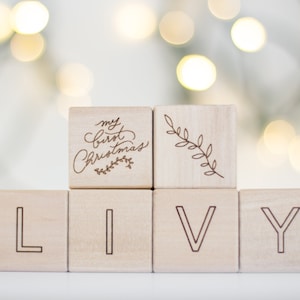 Baby's First Christmas wooden block image 1