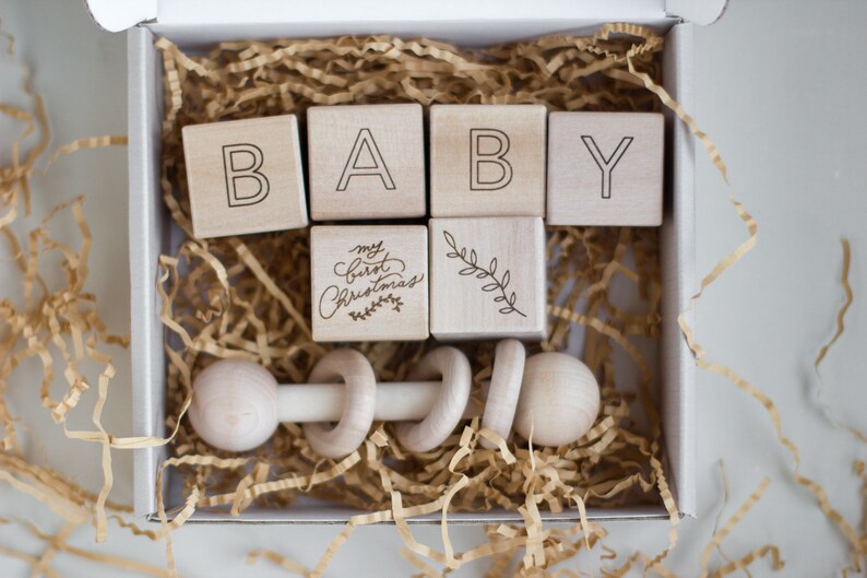 Baby's First Christmas wooden block image 6