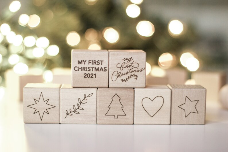 Baby's First Christmas wooden block image 9