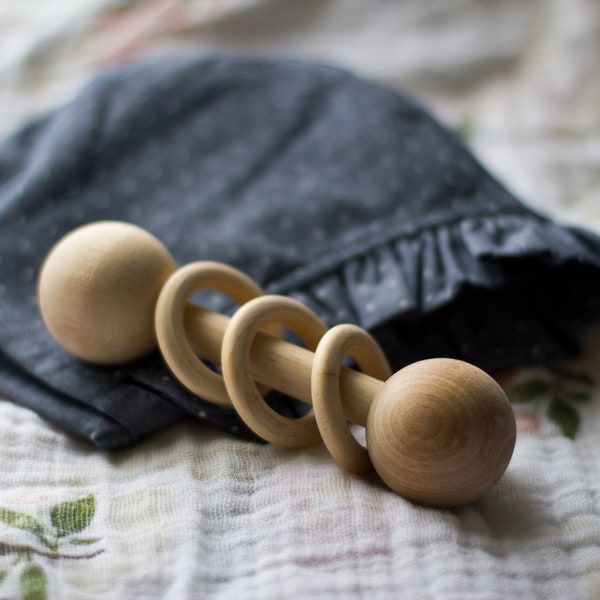 Wooden Baby Rattle, Baby Toy, Toddler Toy, Wooden Rattle, Organic Baby, All Natural, Montessori Baby Toy, Baby Shower, Waldorf, Montessori,