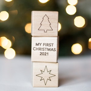 Baby's First Christmas wooden block image 7