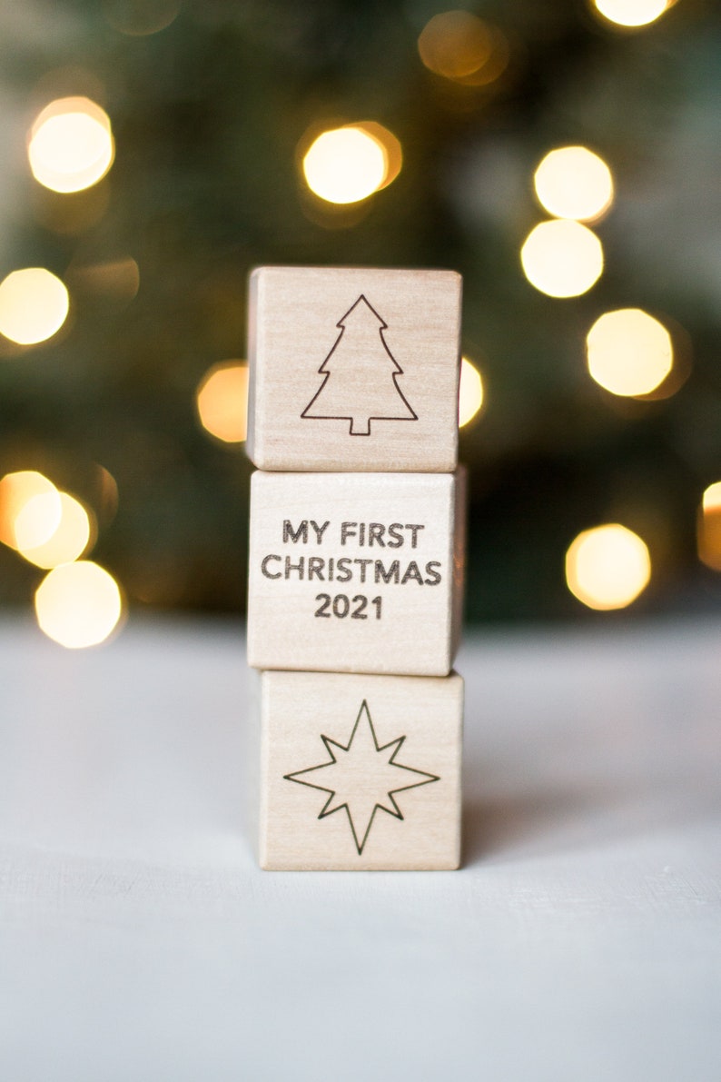 Baby's First Christmas wooden block image 7