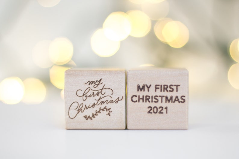 Baby's First Christmas wooden block image 2