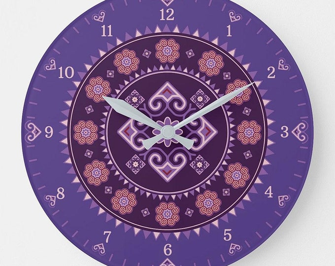 Hmong Round Wall Clock Etsy