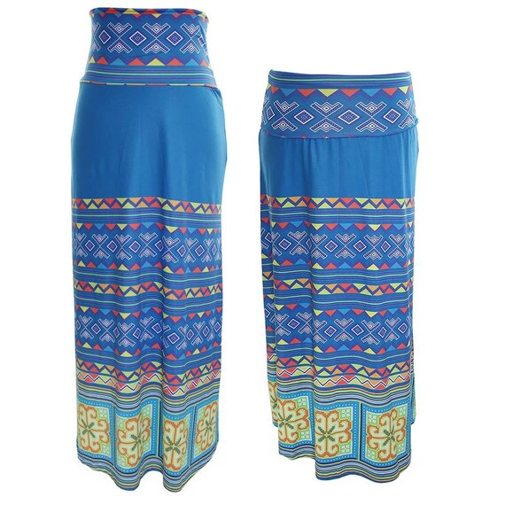 Modern Hmong Skirt Blue Long Stretchy Spandex Maxi Yoga Etsy