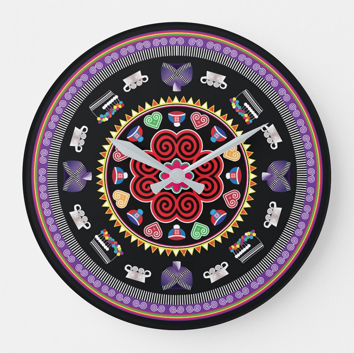 Hmong Round Wall Clock Etsy