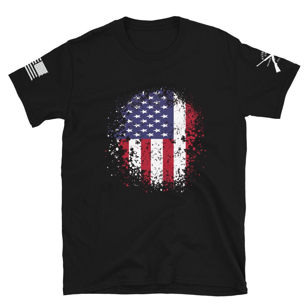 American Flag Grunge Style Short-Sleeve T-Shirt | Etsy